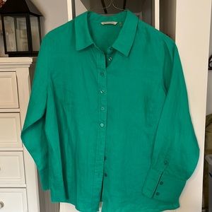 Soft Surroundings Green linen blouse